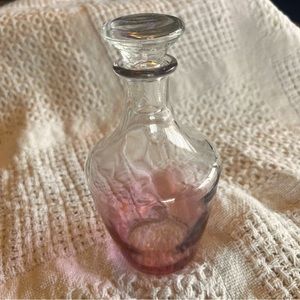 Rare VINTAGE PINK GLASS (France) collectable brandy decanter 9.5” circa 1950